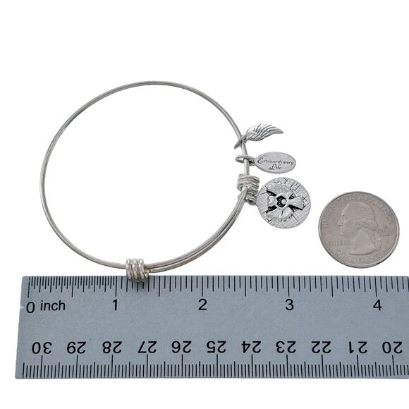 Footnotes Sterling Silver Extraordinary Life Angel Charm Slide Bracelet 7.25" - Picture 5 of 6